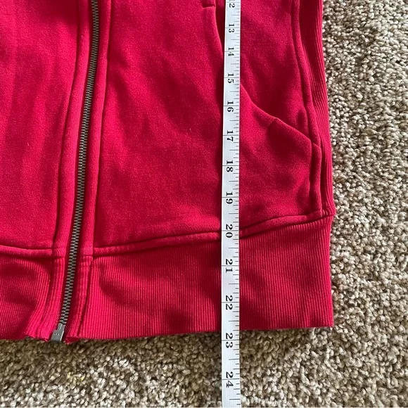 Lululemon Scuba Hoodie Sweater Light Cotton Fleece Womens Size 6 Red Zip Up Cozy - Picture 15 of 16